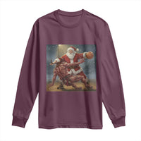 Funny Santa Basketball Long Sleeve Shirt Satan Christmas Meme - Wonder Print Shop