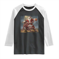 Funny Santa Basketball Raglan Shirt Satan Christmas Meme - Wonder Print Shop