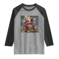 Funny Santa Basketball Raglan Shirt Satan Christmas Meme - Wonder Print Shop