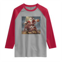 Funny Santa Basketball Raglan Shirt Satan Christmas Meme - Wonder Print Shop