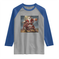 Funny Santa Basketball Raglan Shirt Satan Christmas Meme - Wonder Print Shop