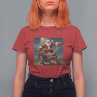 Funny Santa Basketball T Shirt For Women Satan Christmas Meme - Wonder Print Shop