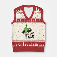 I Saw That V-Neck Knit Sweater Vest Funny Elf Hand Xmas - Wonder Print Shop