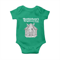 Nativity Scene Baby Onesie Brightest Star of Bethlehem He Is Born Christian Christmas - Wonder Print Shop