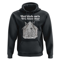 Nativity Scene Hoodie Brightest Star of Bethlehem He Is Born Christian Christmas - Wonder Print Shop
