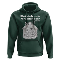 Nativity Scene Hoodie Brightest Star of Bethlehem He Is Born Christian Christmas - Wonder Print Shop