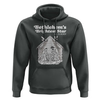 Nativity Scene Hoodie Brightest Star of Bethlehem He Is Born Christian Christmas - Wonder Print Shop