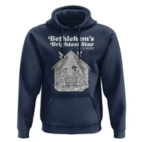 Nativity Scene Hoodie Brightest Star of Bethlehem He Is Born Christian Christmas - Wonder Print Shop