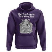 Nativity Scene Hoodie Brightest Star of Bethlehem He Is Born Christian Christmas - Wonder Print Shop