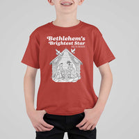 Nativity Scene T Shirt For Kid Brightest Star of Bethlehem He Is Born Christian Christmas - Wonder Print Shop