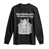Nativity Scene Long Sleeve Shirt Brightest Star of Bethlehem He Is Born Christian Christmas - Wonder Print Shop