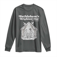 Nativity Scene Long Sleeve Shirt Brightest Star of Bethlehem He Is Born Christian Christmas - Wonder Print Shop