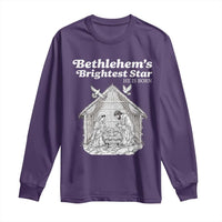 Nativity Scene Long Sleeve Shirt Brightest Star of Bethlehem He Is Born Christian Christmas - Wonder Print Shop
