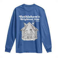 Nativity Scene Long Sleeve Shirt Brightest Star of Bethlehem He Is Born Christian Christmas - Wonder Print Shop