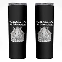 Nativity Scene Skinny Tumbler Brightest Star of Bethlehem He Is Born Christian Christmas - Wonder Print Shop