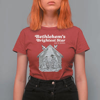 Nativity Scene T Shirt For Women Brightest Star of Bethlehem He Is Born Christian Christmas - Wonder Print Shop