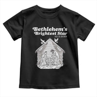 Nativity Scene Toddler T Shirt Brightest Star of Bethlehem He Is Born Christian Christmas - Wonder Print Shop