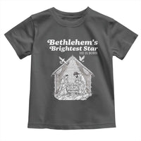 Nativity Scene Toddler T Shirt Brightest Star of Bethlehem He Is Born Christian Christmas - Wonder Print Shop