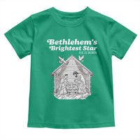 Nativity Scene Toddler T Shirt Brightest Star of Bethlehem He Is Born Christian Christmas - Wonder Print Shop