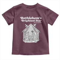 Nativity Scene Toddler T Shirt Brightest Star of Bethlehem He Is Born Christian Christmas - Wonder Print Shop
