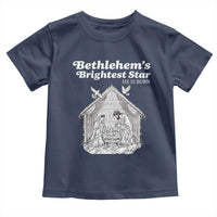 Nativity Scene Toddler T Shirt Brightest Star of Bethlehem He Is Born Christian Christmas - Wonder Print Shop