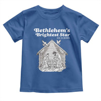 Nativity Scene Toddler T Shirt Brightest Star of Bethlehem He Is Born Christian Christmas - Wonder Print Shop