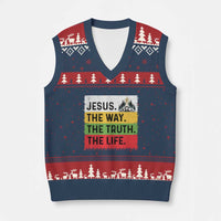 Jesus Christian V-Neck Knit Sweater Vest The Way The Truth The Life Nativity Scene - Wonder Print Shop