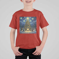 Nativity Scene T Shirt For Kid Christmas Starry Night Christian Jesus Baby Jesus Holiday - Wonder Print Shop