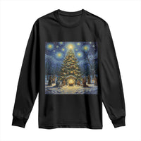 Nativity Scene Long Sleeve Shirt Christmas Starry Night Christian Jesus Baby Jesus Holiday - Wonder Print Shop