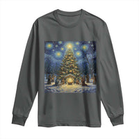 Nativity Scene Long Sleeve Shirt Christmas Starry Night Christian Jesus Baby Jesus Holiday - Wonder Print Shop