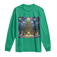 Nativity Scene Long Sleeve Shirt Christmas Starry Night Christian Jesus Baby Jesus Holiday - Wonder Print Shop