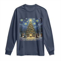 Nativity Scene Long Sleeve Shirt Christmas Starry Night Christian Jesus Baby Jesus Holiday - Wonder Print Shop