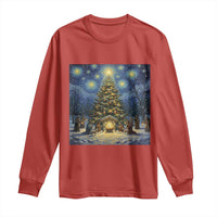 Nativity Scene Long Sleeve Shirt Christmas Starry Night Christian Jesus Baby Jesus Holiday - Wonder Print Shop