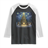Nativity Scene Raglan Shirt Christmas Starry Night Christian Jesus Baby Jesus Holiday - Wonder Print Shop
