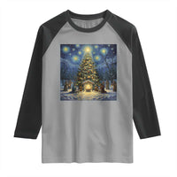 Nativity Scene Raglan Shirt Christmas Starry Night Christian Jesus Baby Jesus Holiday - Wonder Print Shop