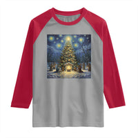 Nativity Scene Raglan Shirt Christmas Starry Night Christian Jesus Baby Jesus Holiday - Wonder Print Shop