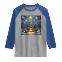 Nativity Scene Raglan Shirt Christmas Starry Night Christian Jesus Baby Jesus Holiday - Wonder Print Shop