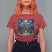 Nativity Scene T Shirt For Women Christmas Starry Night Christian Jesus Baby Jesus Holiday - Wonder Print Shop