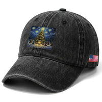 Nativity Scene Washed Cotton Baseball Cap Christmas Starry Night Christian Jesus Baby Jesus Holiday