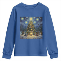 Nativity Scene Youth Sweatshirt Christmas Starry Night Christian Jesus Baby Jesus Holiday - Wonder Print Shop