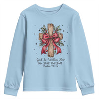Jesus Christian Youth Sweatshirt Cross Bible Verse Inspirational Christmas - Wonder Print Shop