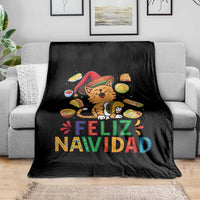 Funny Mexican Cat Christmas Throw Blanket Feliz Navidad Sombrero Kitty Xmas - Wonder Print Shop