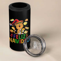 Funny Mexican Cat Christmas 4 in 1 Can Cooler Tumbler Feliz Navidad Sombrero Kitty Xmas - Wonder Print Shop