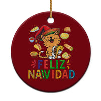 Funny Mexican Cat Xmas Ceramic Ornament Feliz Navidad Sombrero Kitty Xmas - Wonder Print Shop