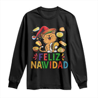 Funny Mexican Cat Christmas Long Sleeve Shirt Feliz Navidad Sombrero Kitty Xmas - Wonder Print Shop