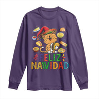 Funny Mexican Cat Christmas Long Sleeve Shirt Feliz Navidad Sombrero Kitty Xmas - Wonder Print Shop