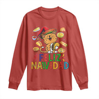 Funny Mexican Cat Christmas Long Sleeve Shirt Feliz Navidad Sombrero Kitty Xmas - Wonder Print Shop