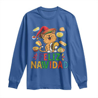 Funny Mexican Cat Christmas Long Sleeve Shirt Feliz Navidad Sombrero Kitty Xmas - Wonder Print Shop