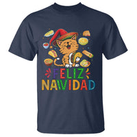 Funny Mexican Cat Christmas T Shirt Feliz Navidad Sombrero Kitty Xmas - Wonder Print Shop