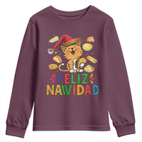 Funny Mexican Cat Christmas Youth Sweatshirt Feliz Navidad Sombrero Kitty Xmas - Wonder Print Shop